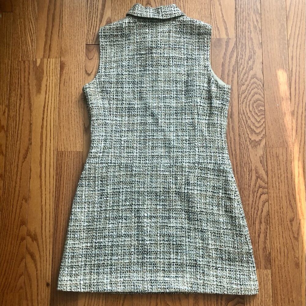 Theory Tweed Sleeveless Minidress Neutral Cream Tan Women’s Size 10 NWOT - Picture 12 of 14